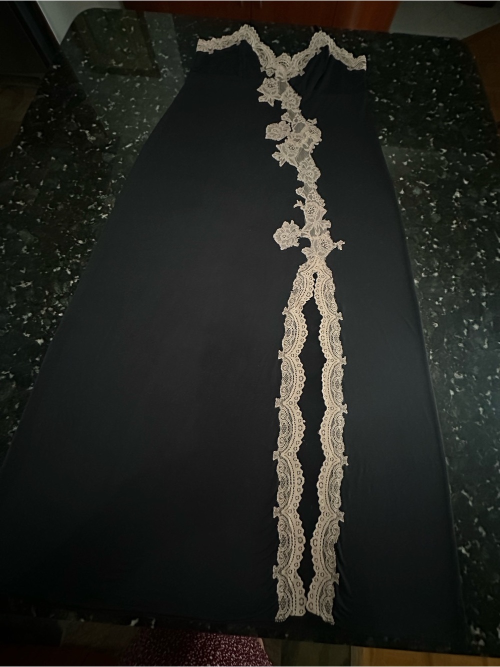 Soma Nightgown - Large - Black With Beige Lace Accent, & Front Left Slit - NICE - Picture 12 of 12